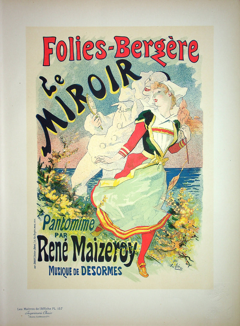 Jules CHERET : Le miroir des Folies-Bergère, Lithographie originale signée