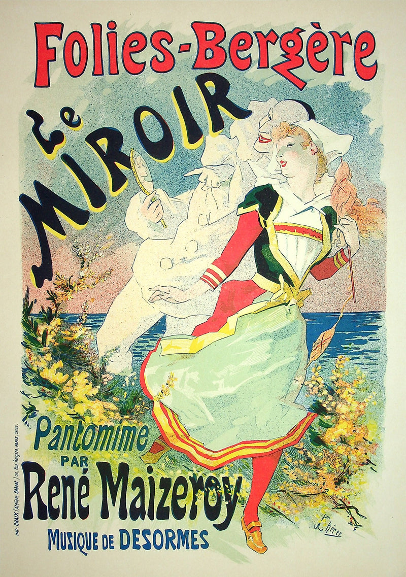 Jules CHERET : Le miroir des Folies-Bergère, Lithographie originale signée