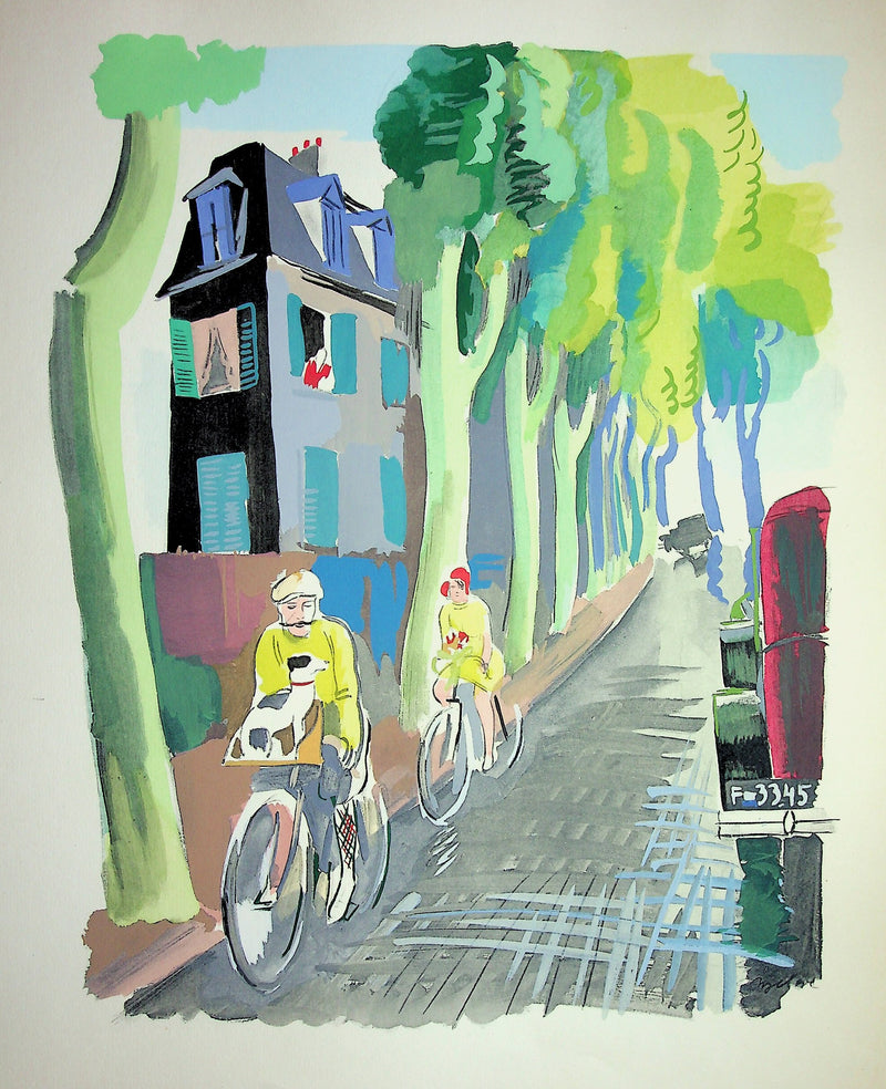 Milivoj UZELAC : Vélo, les cyclistes, Lithographie originale (vue générale) - Crédit photo : Galerie Art.Paris