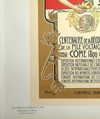 Adolfo HOHENSTEIN : La découverte de la pile voltaïque, Lithographie originale signée