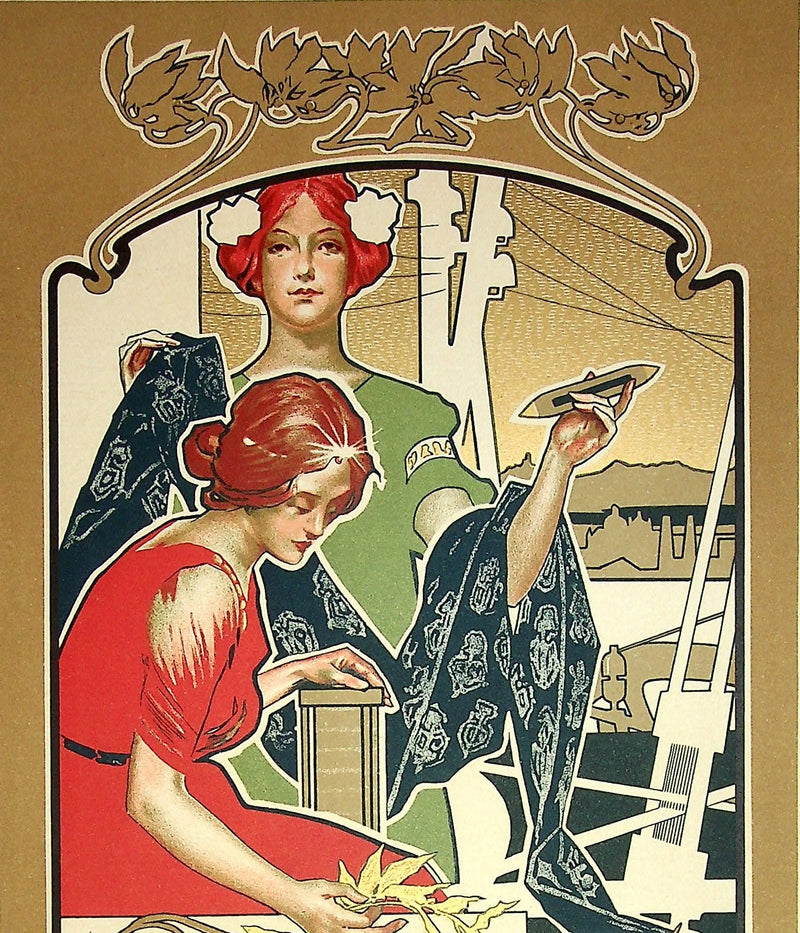 Adolfo HOHENSTEIN : La découverte de la pile voltaïque, Lithographie originale signée