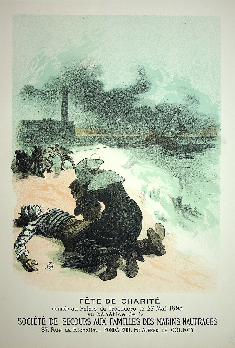 Jules CHERET : Fête de charité, Lithographie originale signée