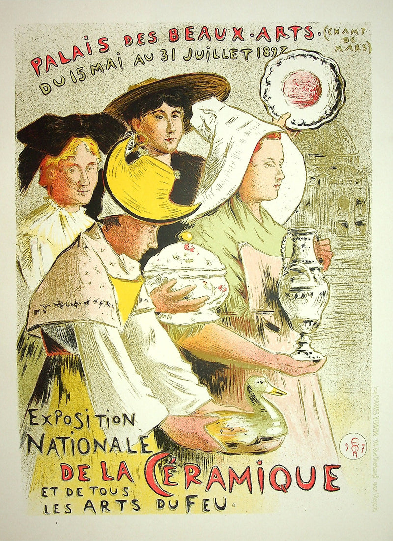 Étienne Adolphe MOREAU-NÉLATON : Exposition de la céramique, Lithographie originale signée