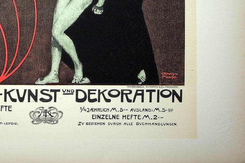 Rudolf WITZEL : Deutsche-Kunst und Dekoration, Lithographie originale signée