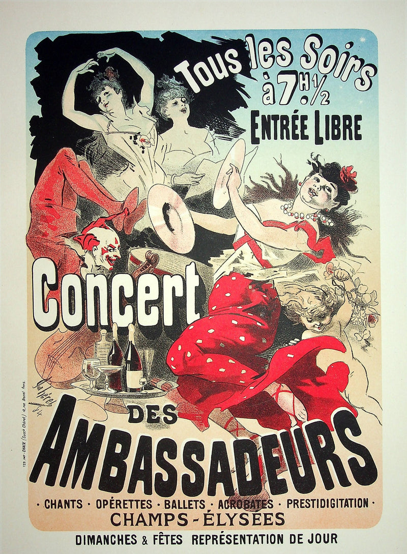 Jules CHERET : Concert des ambassadeurs, Lithographie originale signée