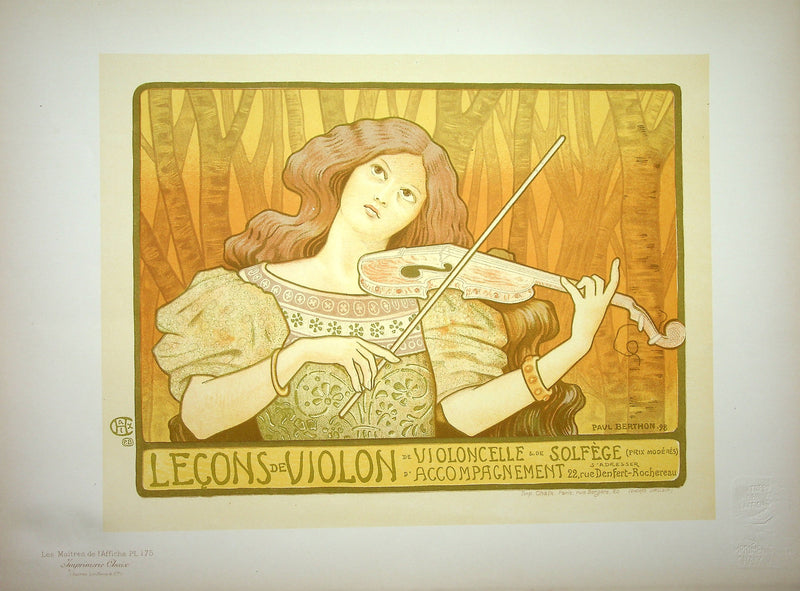 Paul BERTHON : La violoniste, Lithographie originale signée