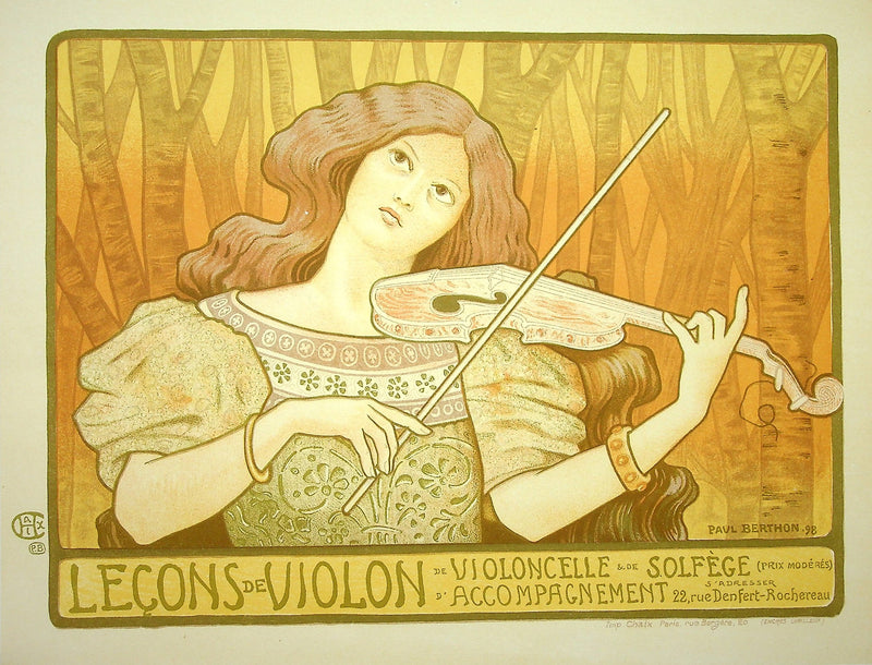 Paul BERTHON : La violoniste, Lithographie originale signée