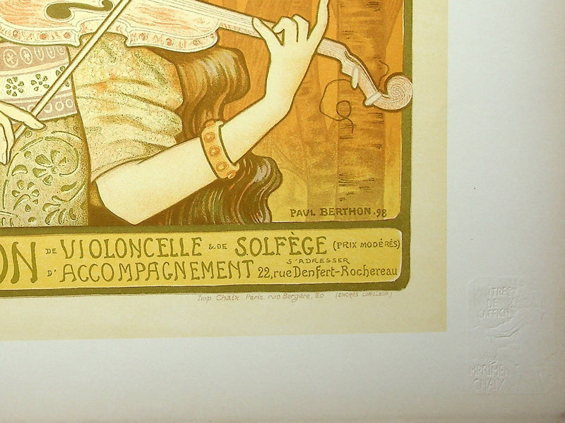 Paul BERTHON : La violoniste, Lithographie originale signée