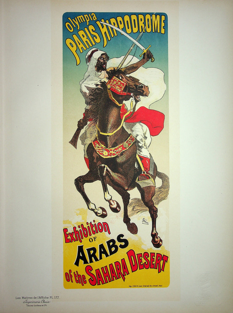 Jules CHERET : Le pur sang arabe, Lithographie originale signée