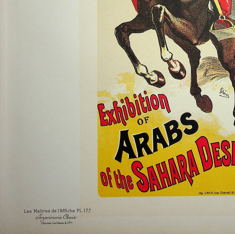 Jules CHERET : Le pur sang arabe, Lithographie originale signée