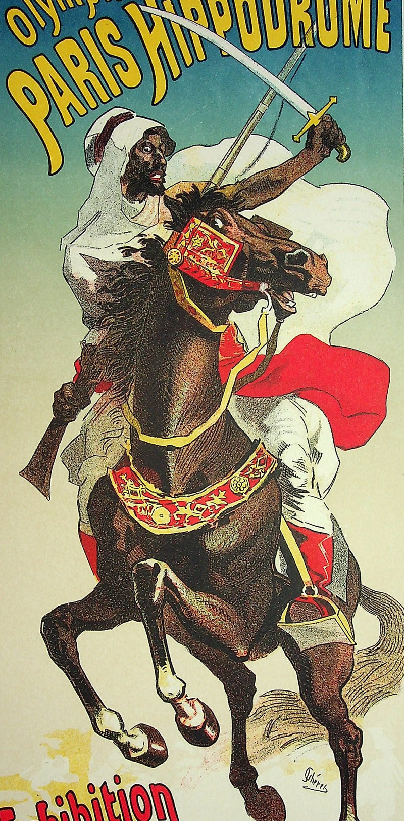 Jules CHERET : Le pur sang arabe, Lithographie originale signée
