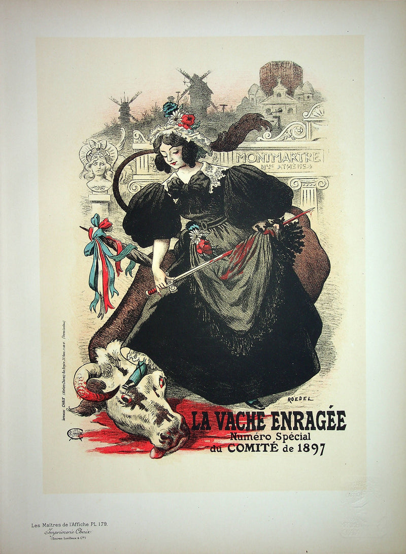 Auguste ROEDEL : La vache enragée, Lithographie originale signée