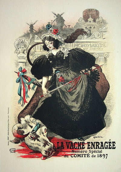 Auguste ROEDEL : La vache enragée, Lithographie originale signée