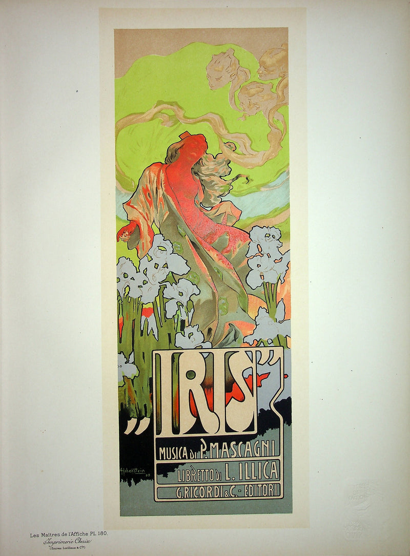 Adolfo HOHENSTEIN : Iris aux fleurs, Lithographie originale signée