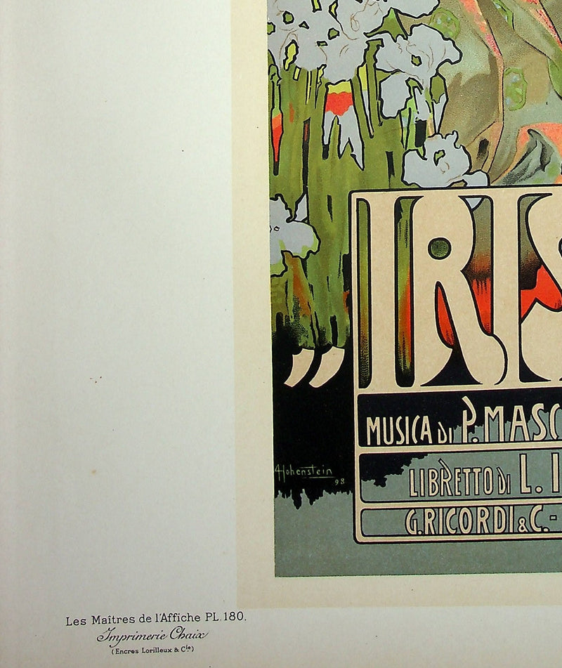 Adolfo HOHENSTEIN : Iris aux fleurs, Lithographie originale signée