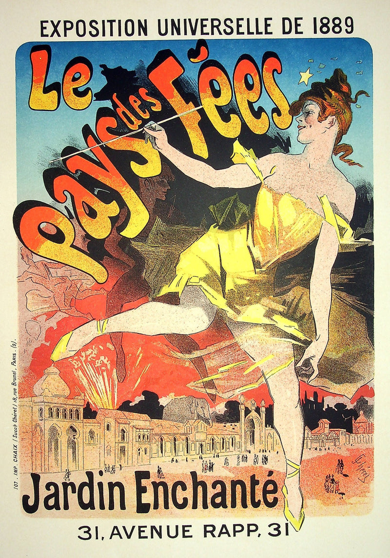 Jules CHERET : Le pays des fées, Lithographie originale signée