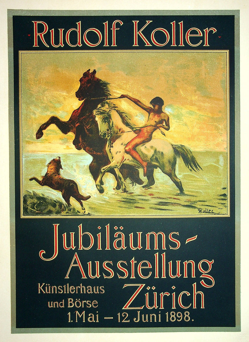 Rudolf KOLLER : Les chevaux galopant dans l&