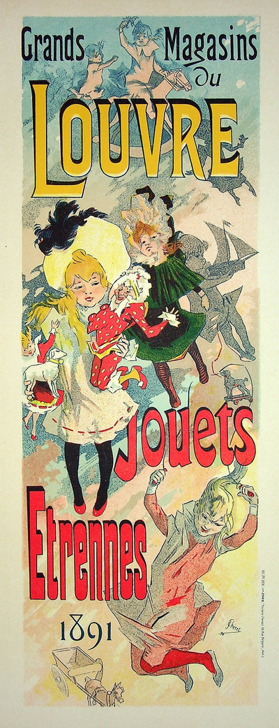 Jules CHERET : Grands magasins du Louvre, Lithographie originale signée