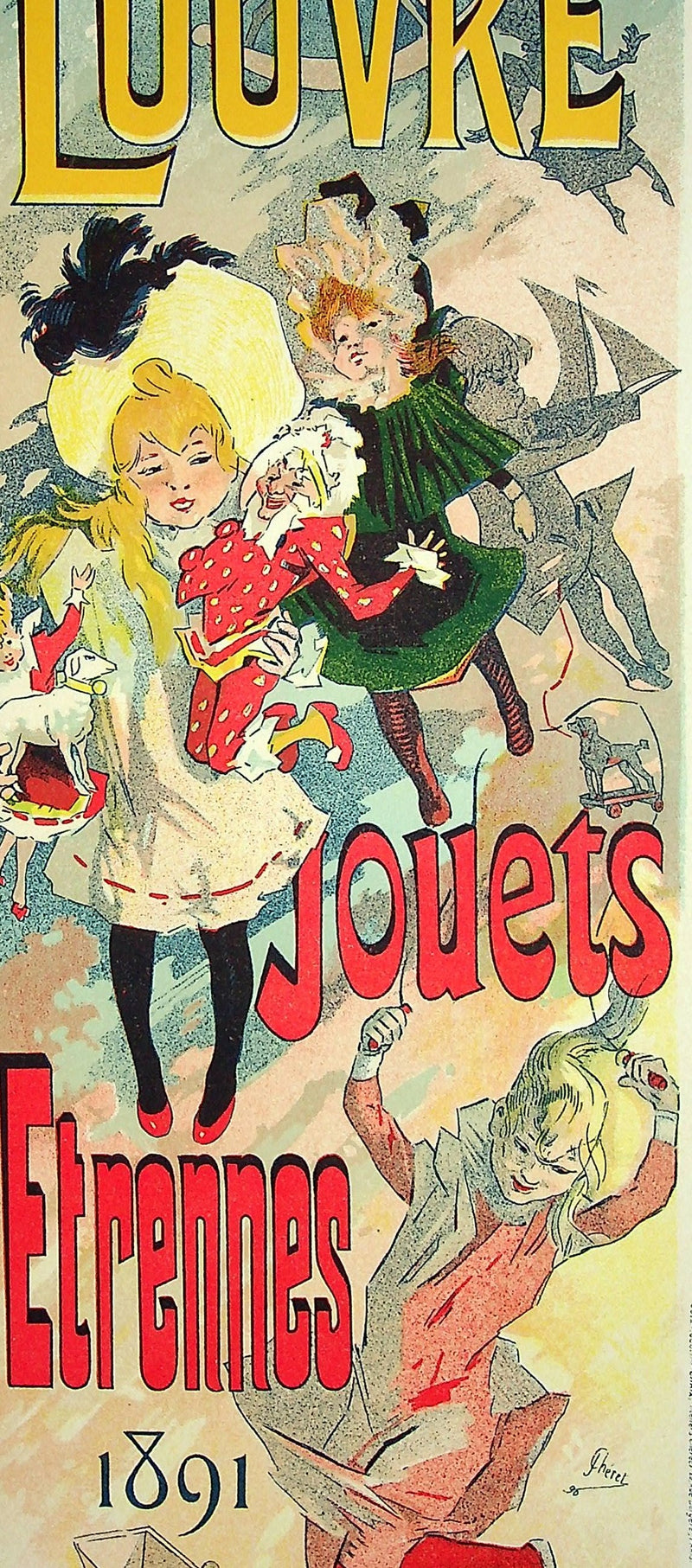 Jules CHERET : Grands magasins du Louvre, Lithographie originale signée