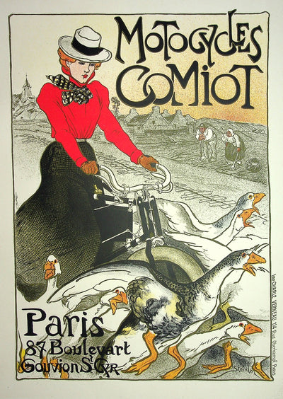 Théophile Alexandre STEINLEN : Motocycles Comiot, Lithographie originale signée