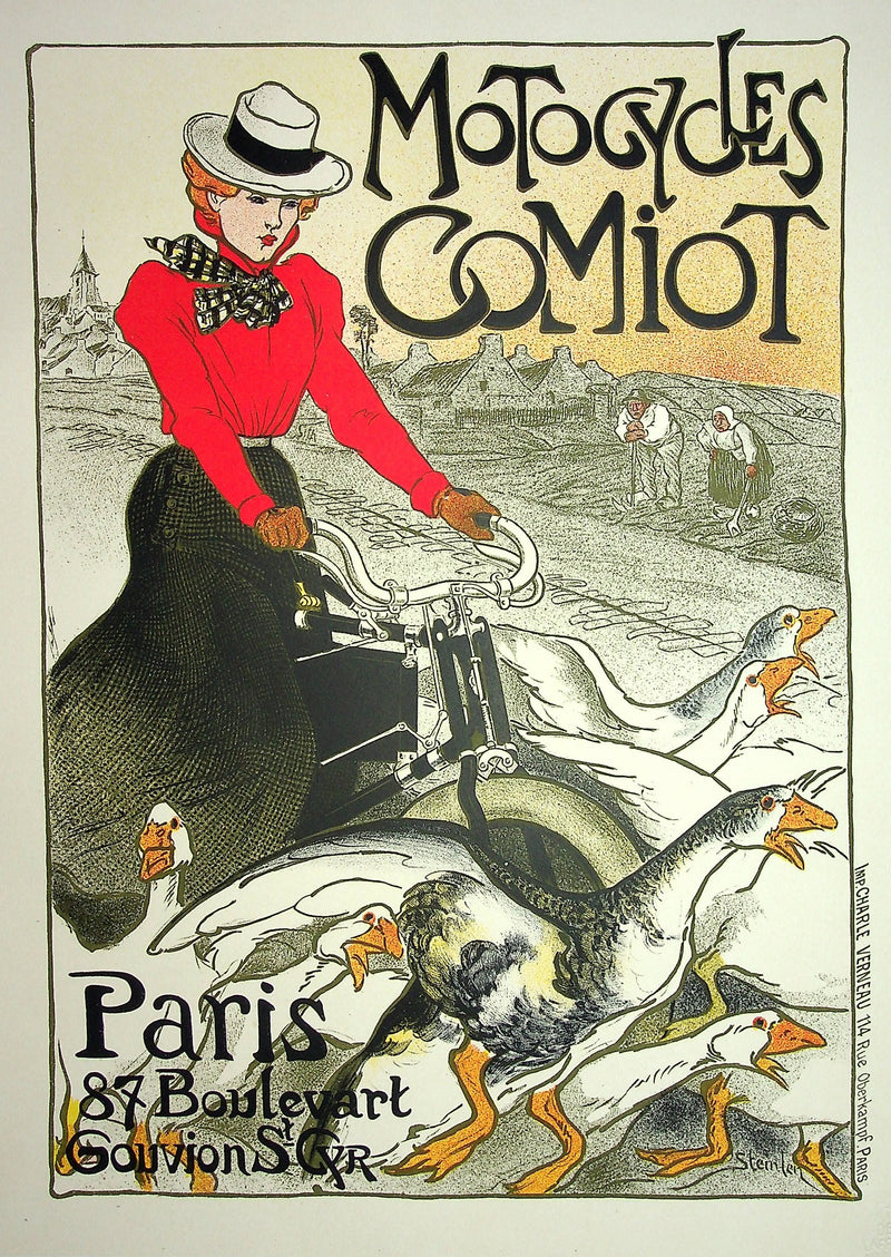 Théophile Alexandre STEINLEN : Motocycles Comiot, Lithographie originale signée