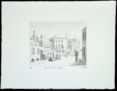 Camille COMBE : Jour de Soleil à Bruges, Gravure originale (vue générale) - Crédit photo : Galerie Art.Paris