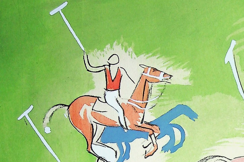 Milivoj UZELAC : Match de Polo à cheval, Lithographie originale signée