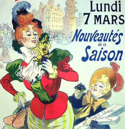 René PEAN : Distribution de bouquets de Nice, Lithographie originale signée