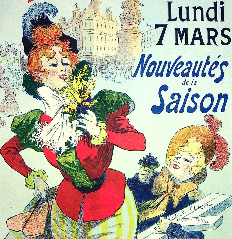 René PEAN : Distribution de bouquets de Nice, Lithographie originale signée