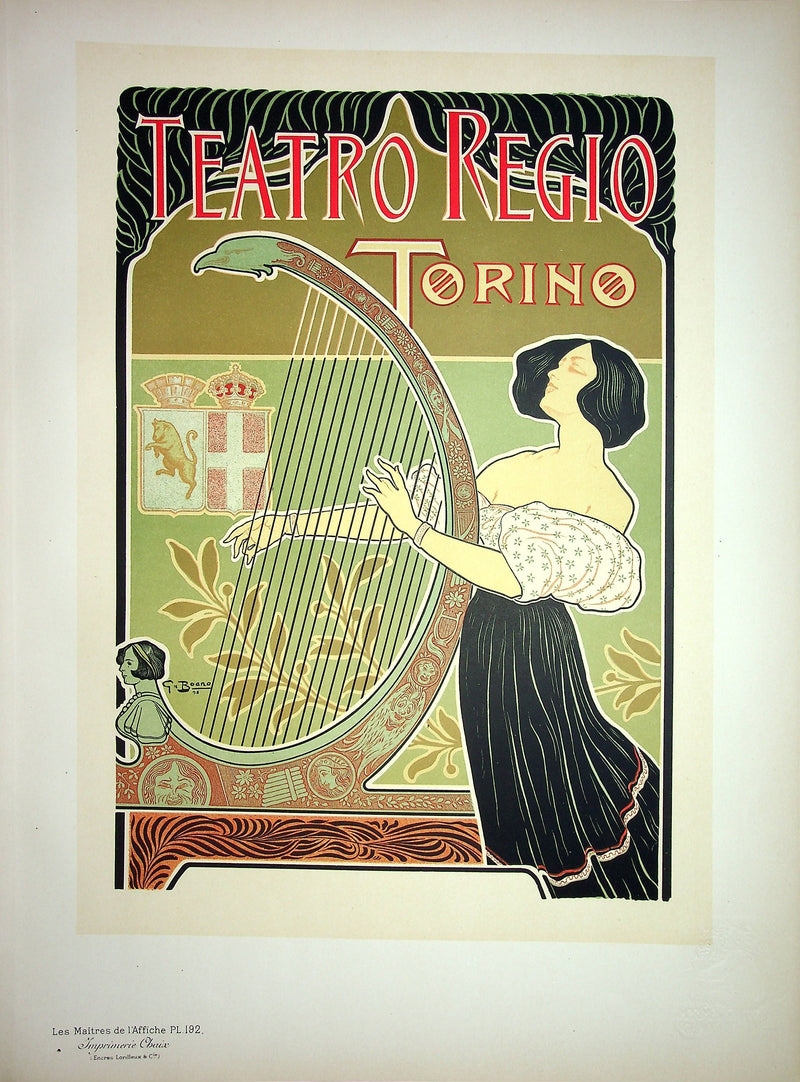 Guiseppe BOANO : Teatro Regio Torino, Lithographie originale signée