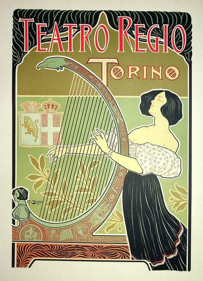 Guiseppe BOANO : Teatro Regio Torino, Lithographie originale signée