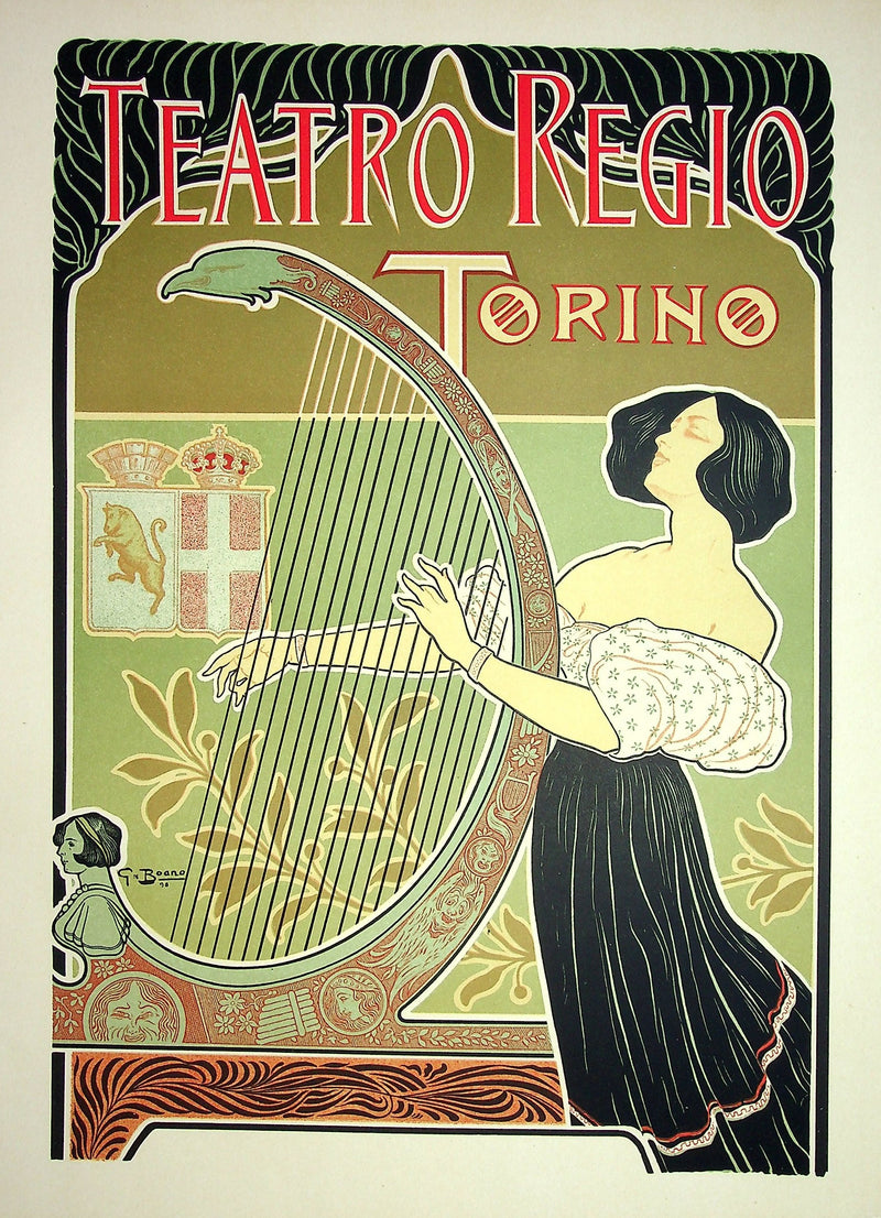 Guiseppe BOANO : Teatro Regio Torino, Lithographie originale signée