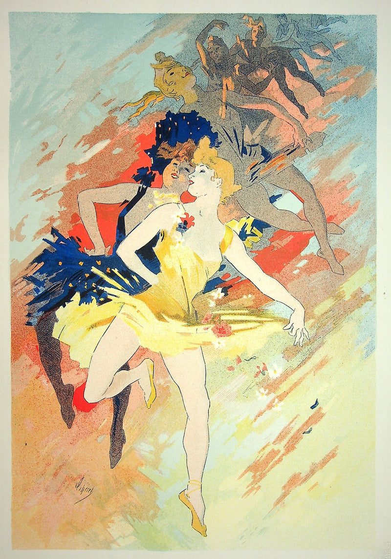 Jules CHERET : Les danseuses dans les airs, Lithographie originale signée