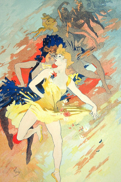 Jules CHERET : Les danseuses dans les airs, Lithographie originale signée