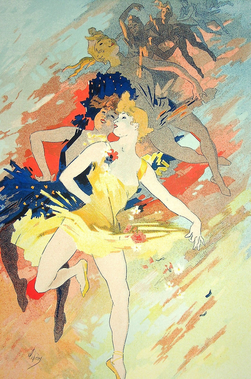 Jules CHERET : Les danseuses dans les airs, Lithographie originale signée