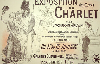 Adolphe WILLETTE : Exposition des œuvres de Charlet, Lithographie originale signée