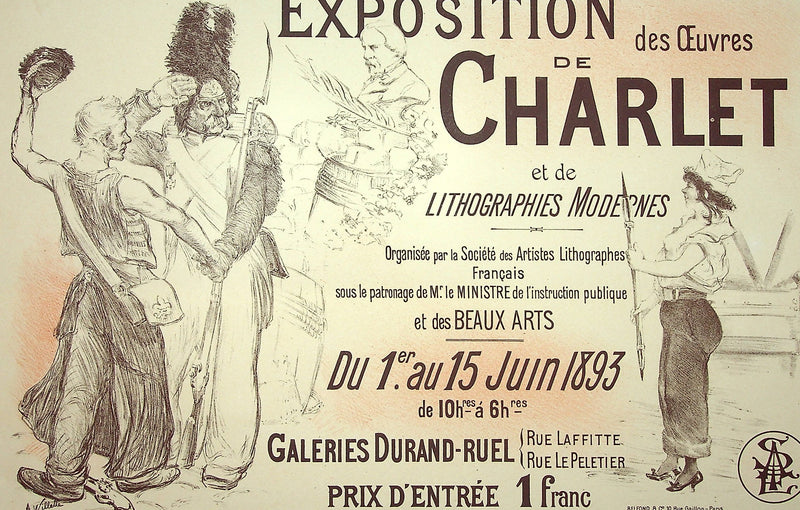 Adolphe WILLETTE : Exposition des œuvres de Charlet, Lithographie originale signée