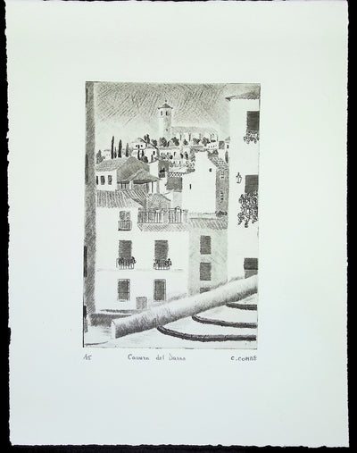 Camille COMBE : Carrera Del Darro, Gravure originale (vue générale) - Crédit photo : Galerie Art.Paris