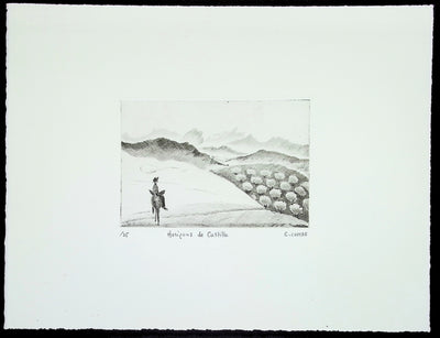 Camille COMBE : Horizons de Castille, Gravure originale (vue générale) - Crédit photo : Galerie Art.Paris