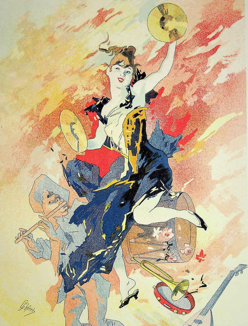 Jules CHERET : Les musiciens dans les airs, Lithographie originale signée