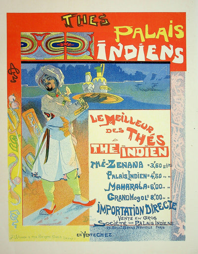 Georges DE FEURE : L'invitation au thé Indien, Lithographie originale signée