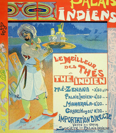 Georges DE FEURE : L'invitation au thé Indien, Lithographie originale signée