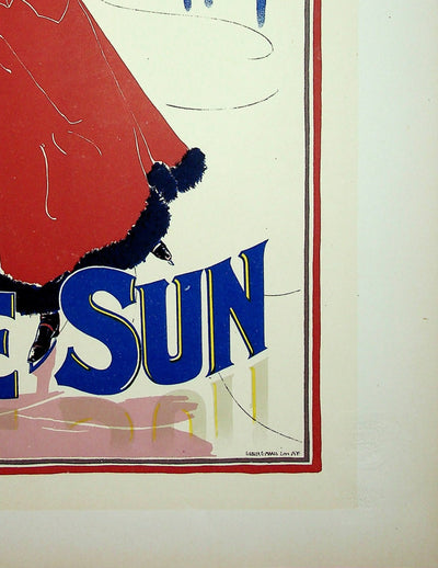 Louis John RHEAD : Sur la glace au coucher de soleil, Lithographie originale signée