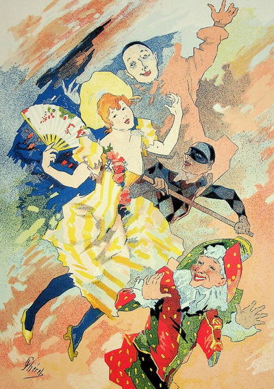 Jules CHERET : La Pantomime, Lithographie originale signée