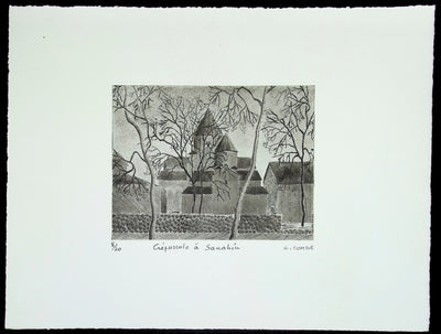 Camille COMBE : Crépuscule à Sanahiu, Gravure originale (vue générale) - Crédit photo : Galerie Art.Paris