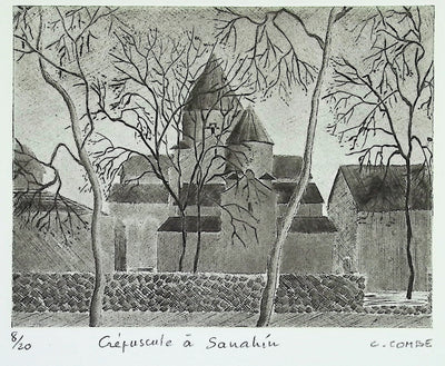 Camille COMBE : Crépuscule à Sanahiu, Gravure originale (photo de détail 2) - Crédit photo : Galerie Art.Paris