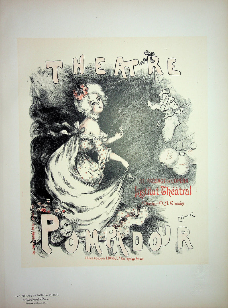 Emmanuel BARCET : Théâtre Pompadour, Lithographie originale signée