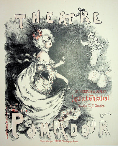 Emmanuel BARCET : Théâtre Pompadour, Lithographie originale signée