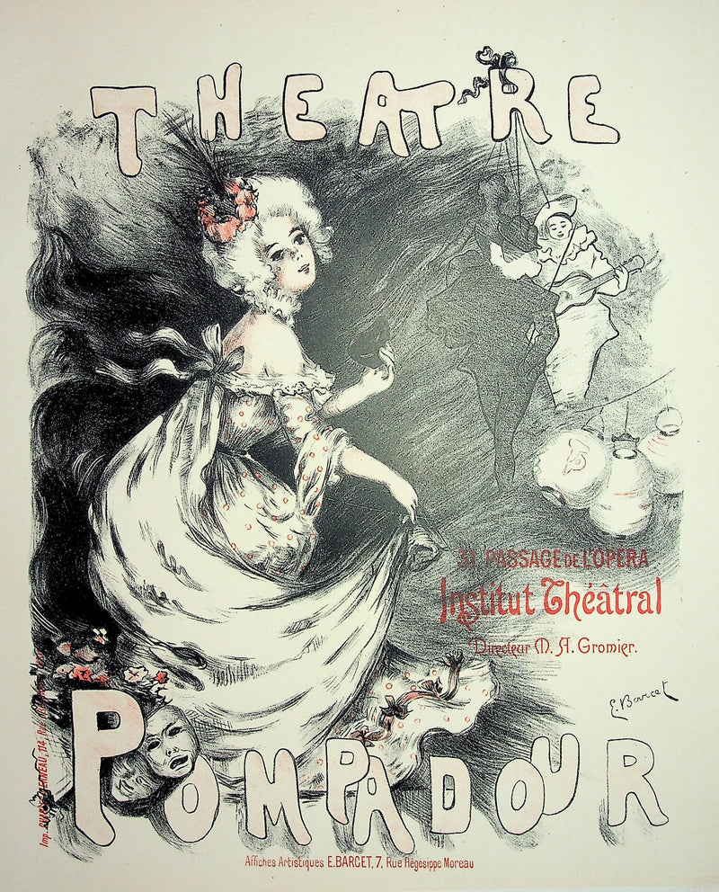 Emmanuel BARCET : Théâtre Pompadour, Lithographie originale signée