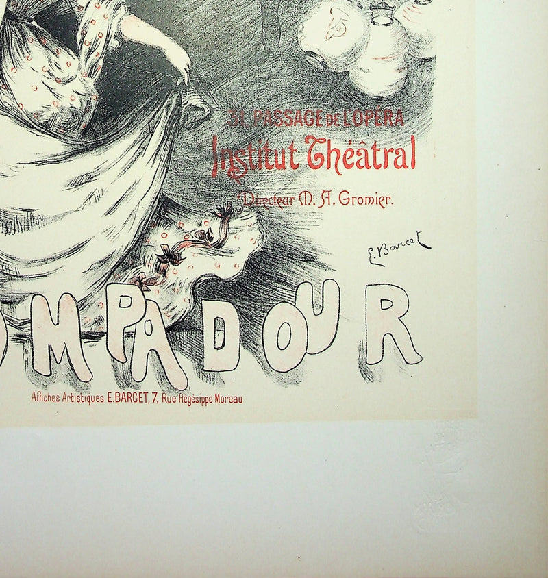 Emmanuel BARCET : Théâtre Pompadour, Lithographie originale signée